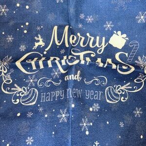 Blue Merry Christmas and Happy New Year Fabric